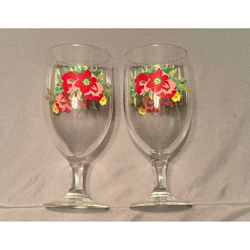 Pioneer Woman Set of 6 Holiday Cheer Poinsettia Goblets